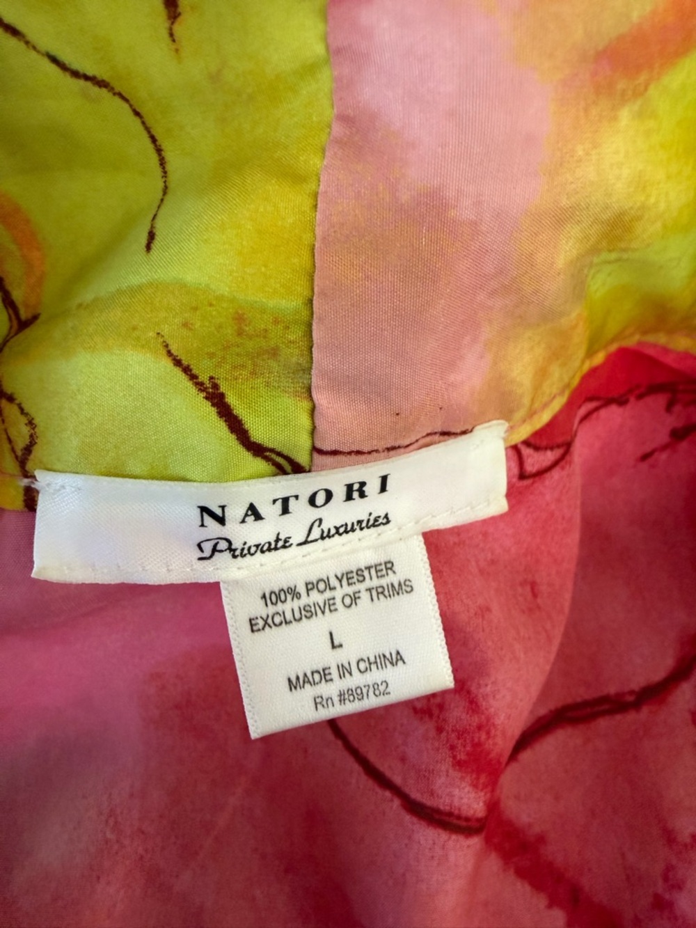 Natori Vibrant Radiance Satin Robe Marble Print Kimono Robe size L - Picture 7 of 7